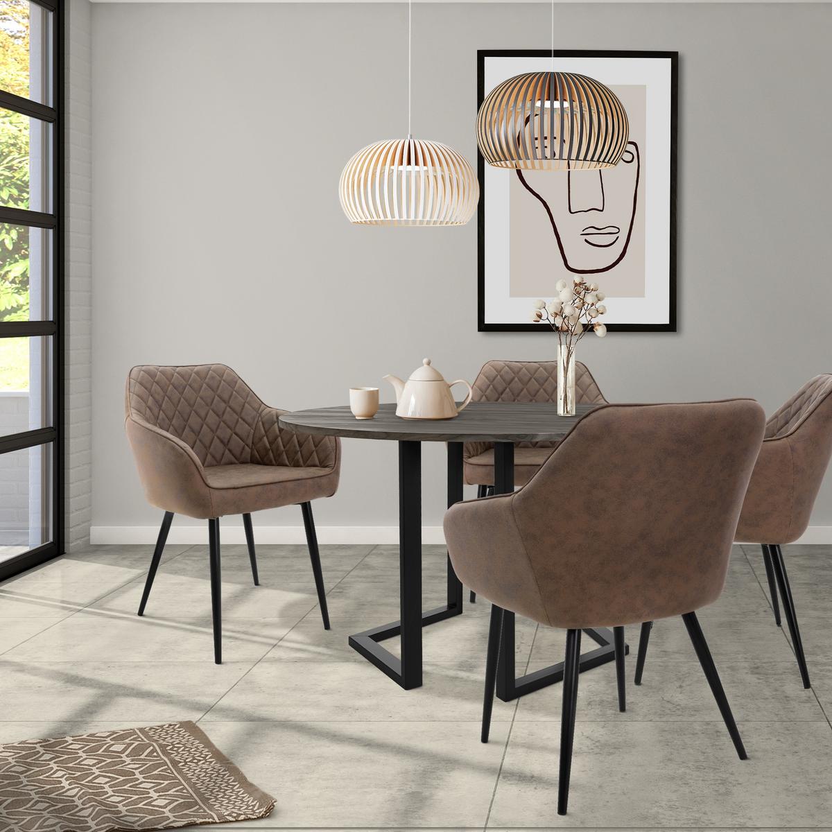 ESSZIMMERSTUHL 4er Set Braun Kunstleder - Schwarz/Braun, Kunststoff/Metall (60/80/63cm) - ML-DESIGN