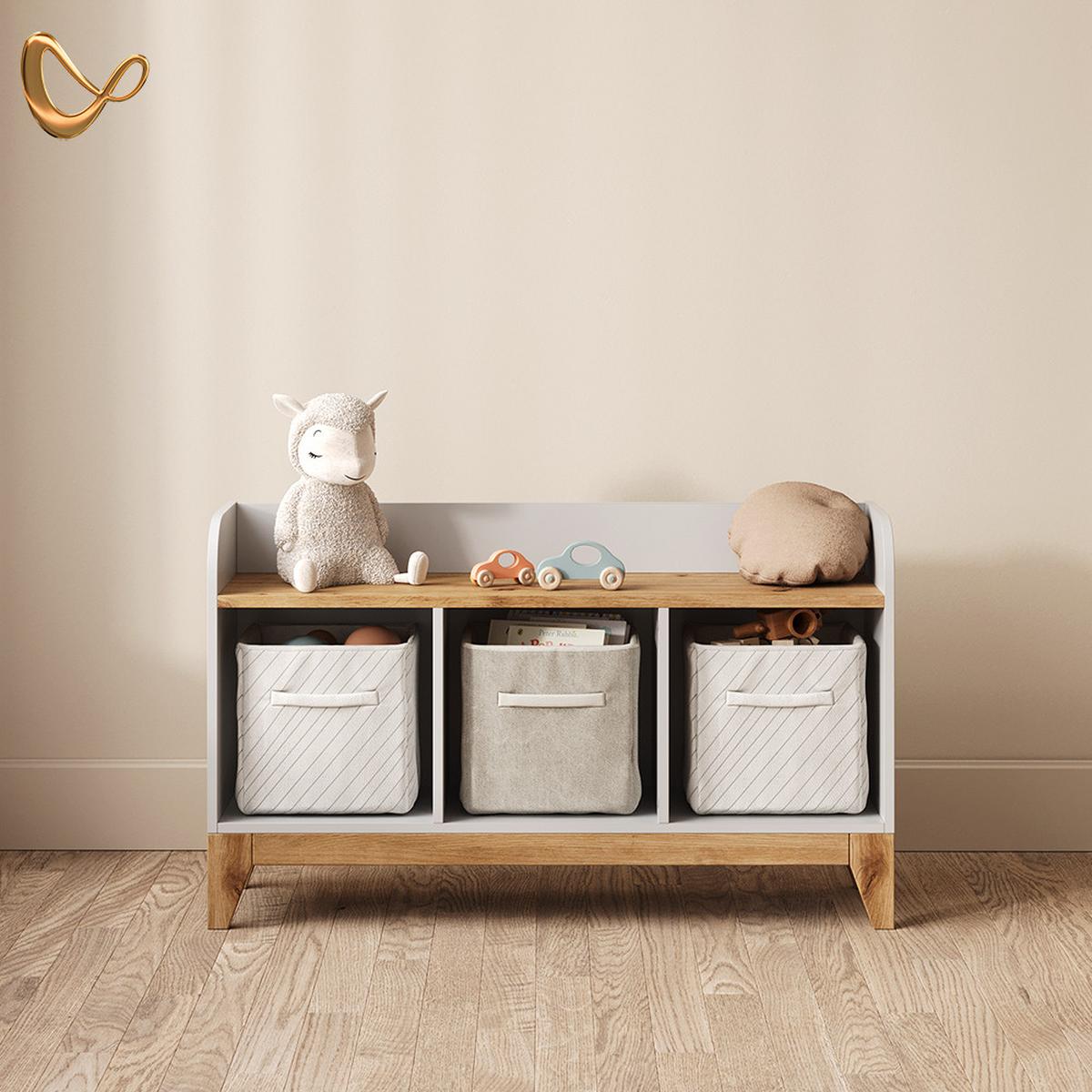 KINDERSITZBANK Mailo Weiß/Artisan 107.2 x 63.8 cm mit 2 Schubladen - Weiß/Eiche Artisan, Holzwerkstoff (107.2/63.8/30.6cm) - Livinity®