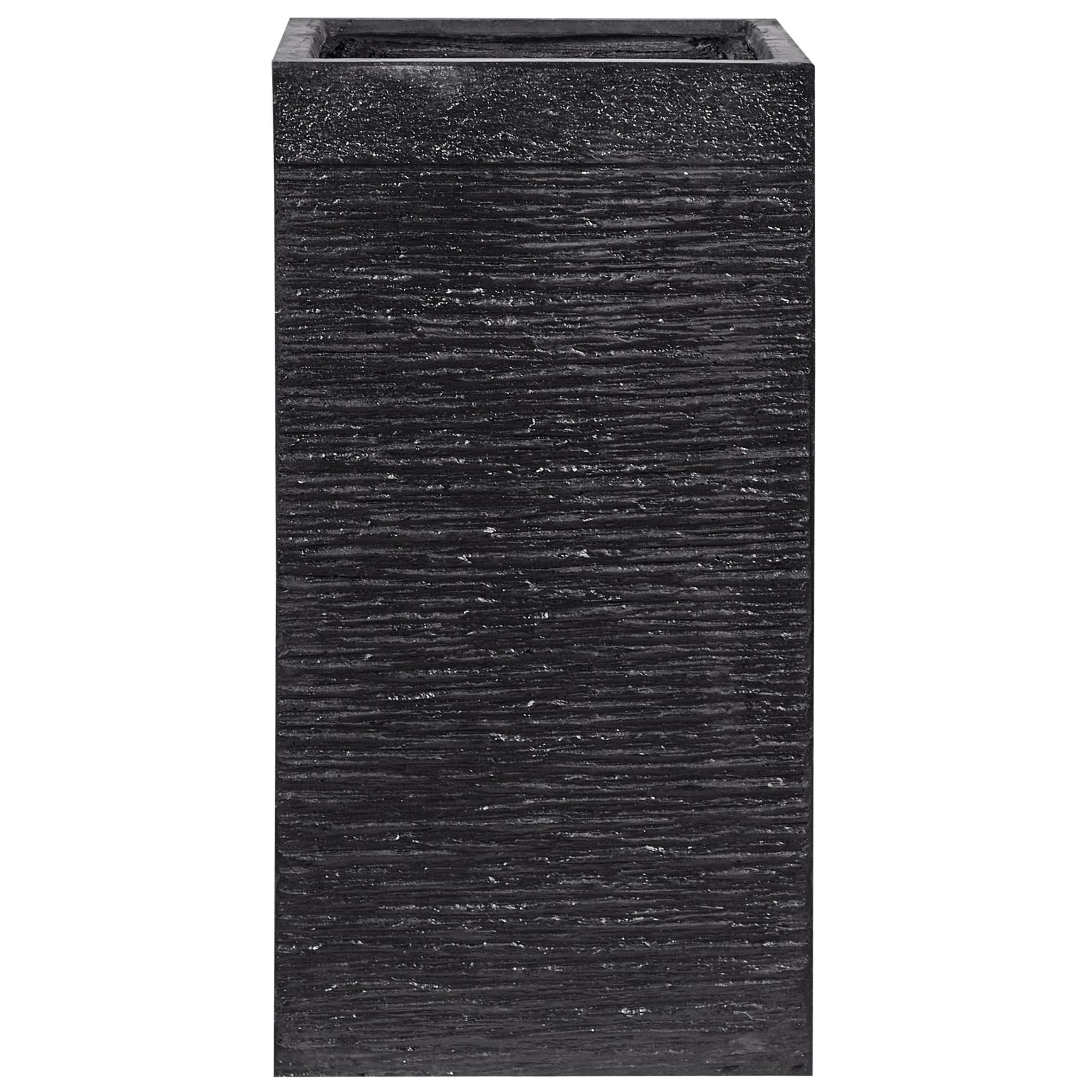 BLUMENTOPF schwarz quadratisch 40/40/77 cm Dion - Schwarz, Naturmaterialien (77cm) - Beliani