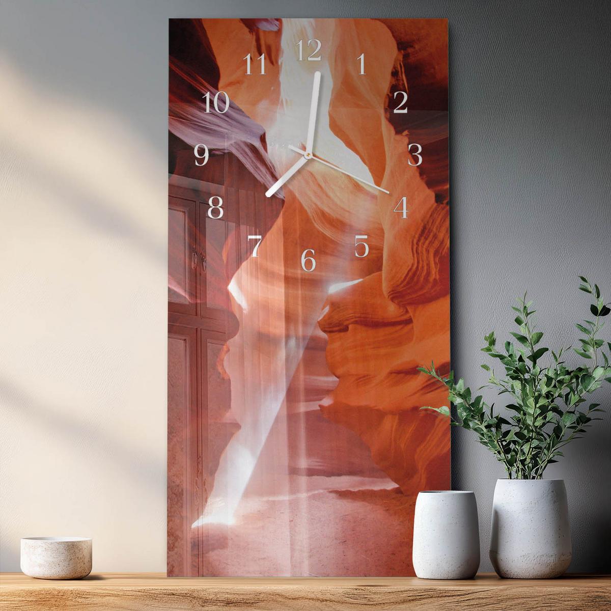 WANDUHR aus Glas 30x60 cm - Höhle - Orange, Glas (30/60/0.4cm) - TULUP