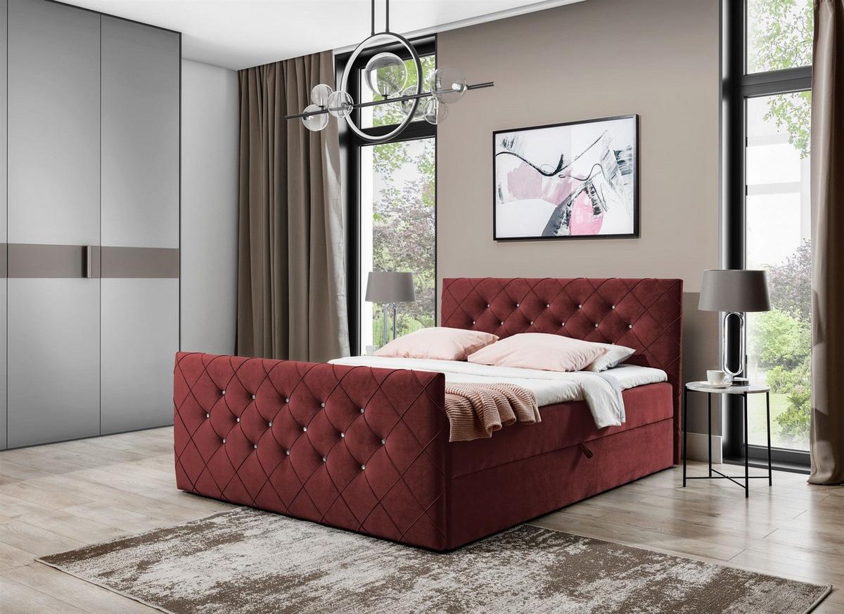 BOXBETT Eivor In Magic Velvet - Bordeaux, Holzwerkstoff/Textil (120/200cm) - Fun Möbel