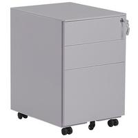 AKTENSCHRANK Metall grau 3 Schubladen mit Rollen Cami - Grau, Metall (39/60/50cm) - Beliani