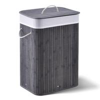 WÄSCHEKORB Curly 72 L grau - Grau, Holz (40/60/30cm) - Juskys