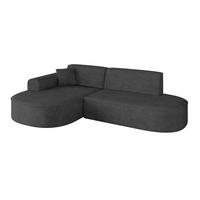ECKSOFA Ottomane Links MARI-L1 - 243x171x79 cm Dunkelgrau Velours - Dunkelgrau/Schwarz, Holzwerkstoff/Kunststoff (243/171cm) - ALTDECOR