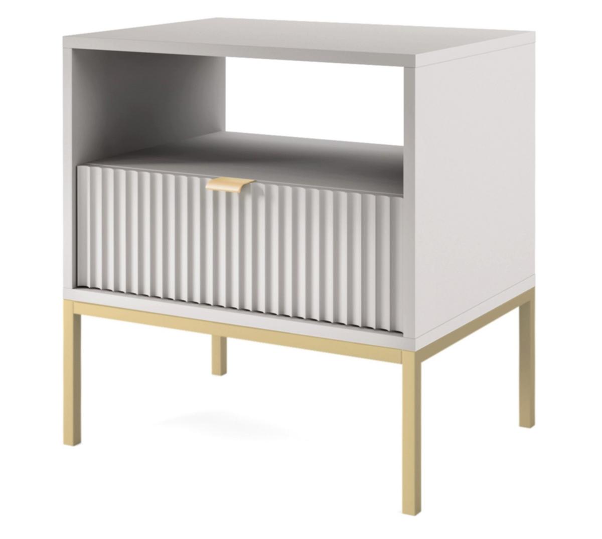 NACHTSCHRANK Vellore Grau mit goldenem Gestell - Goldfarben/Grau, Holzwerkstoff/Metall (54/56/39cm) - Selsey
