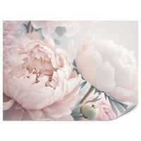 FOTOTAPETE für Schlafzimmer Große Blumen Rosa Pfingstrosen 450x315 - Rosa/Grün, Papier (450/315cm) - Muralo