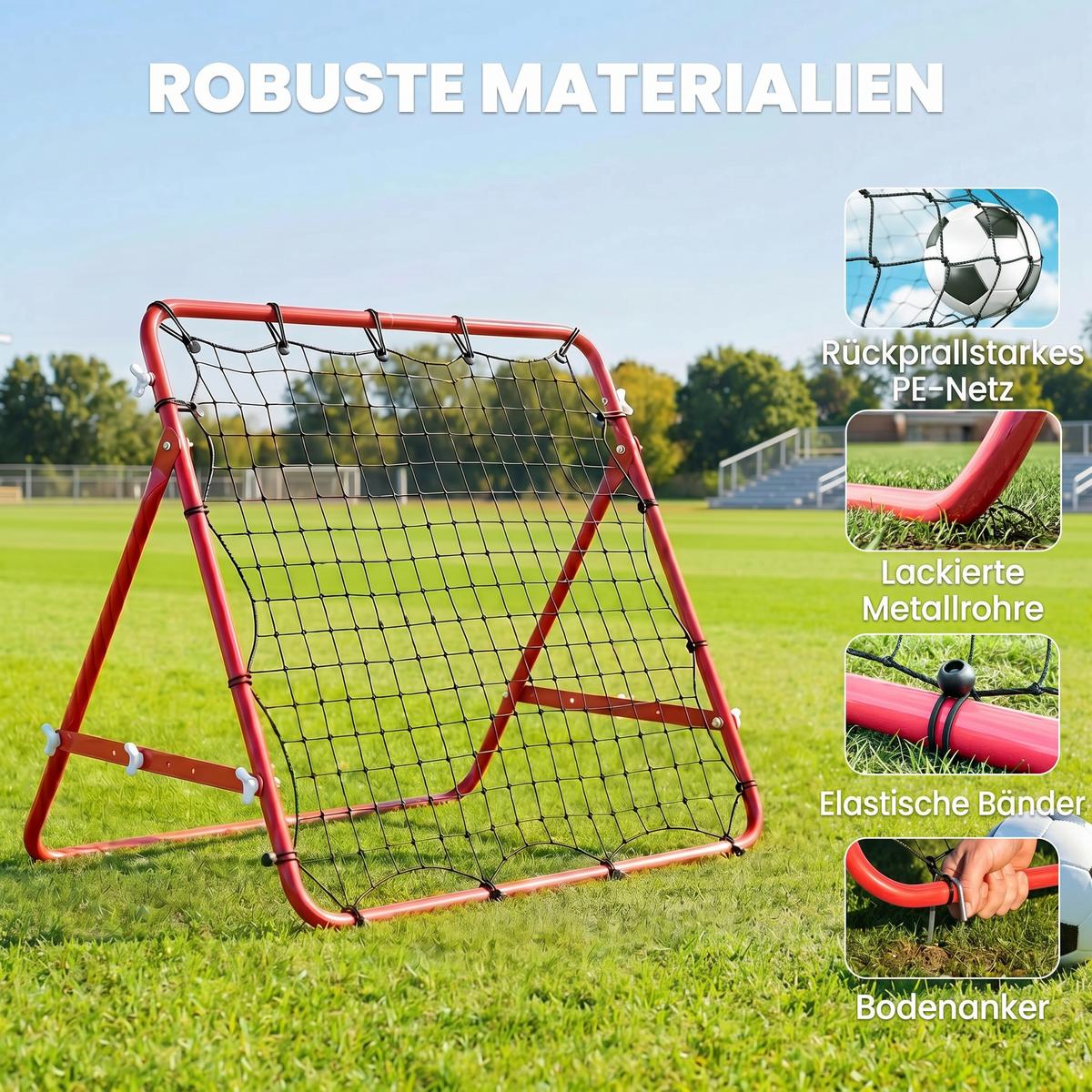 REBOUNDER, PE, Rot/Schwarz, 96L x 80B x 96H cm - Rot, Metall (80/96cm) - HOMCOM