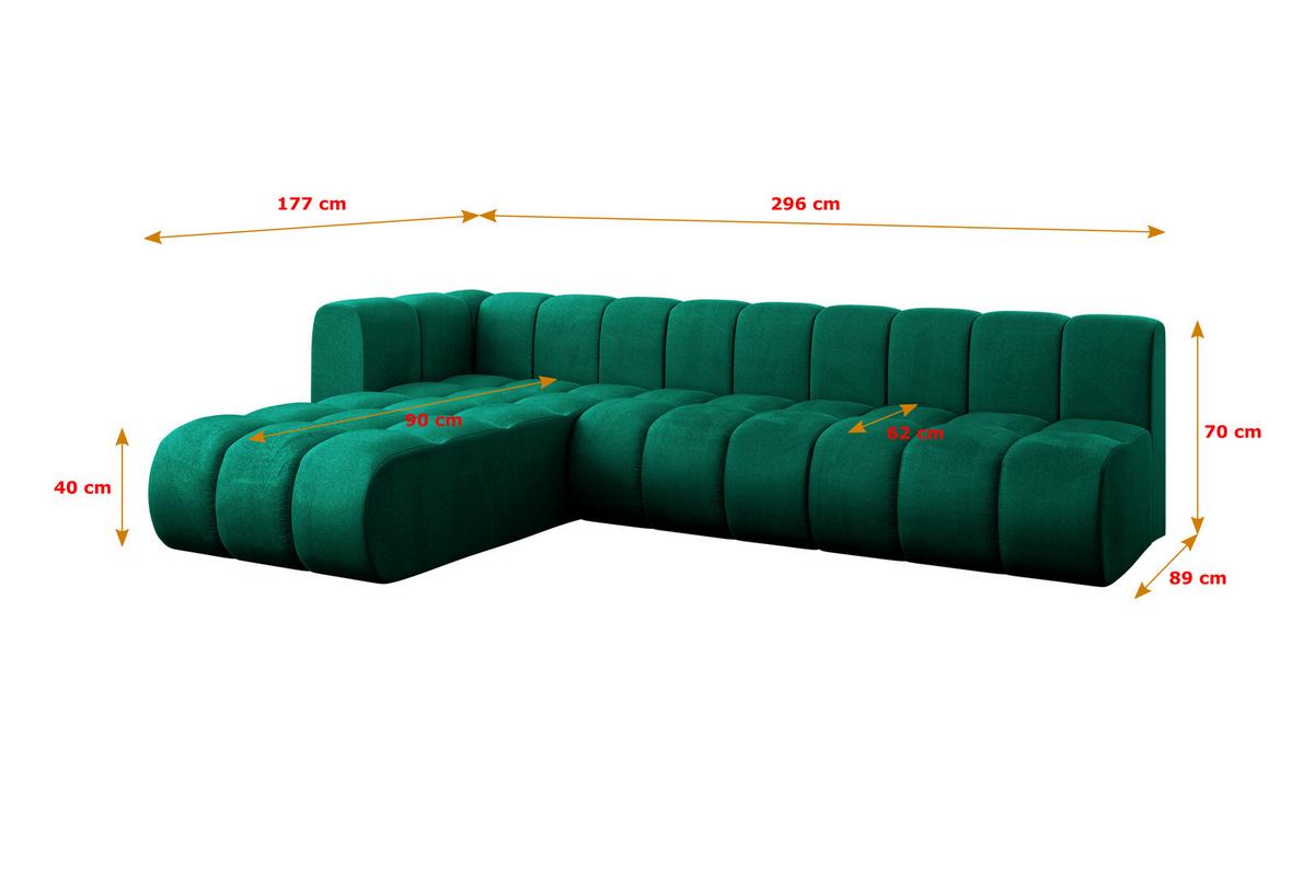 ECKSOFA modulares Sofa Darnel-L2 - 296x177x70 cm Grün - Dunkelgrün, Holzwerkstoff/Textil (296/177cm) - ALTDECOR