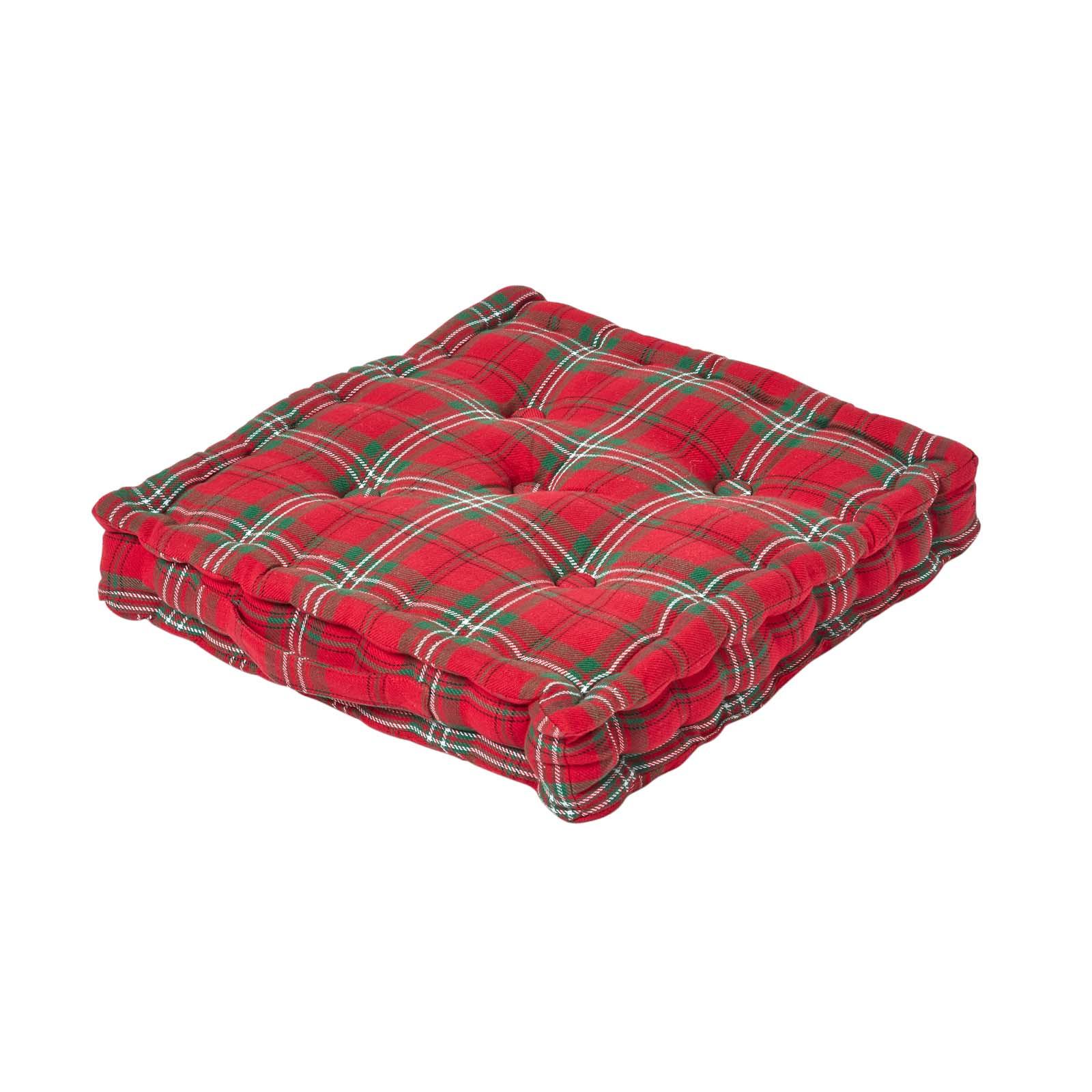 SITZKISSEN Karo rot-grün 40/40/8 cm - Rot, Textil (40/40/8cm) - Homescapes