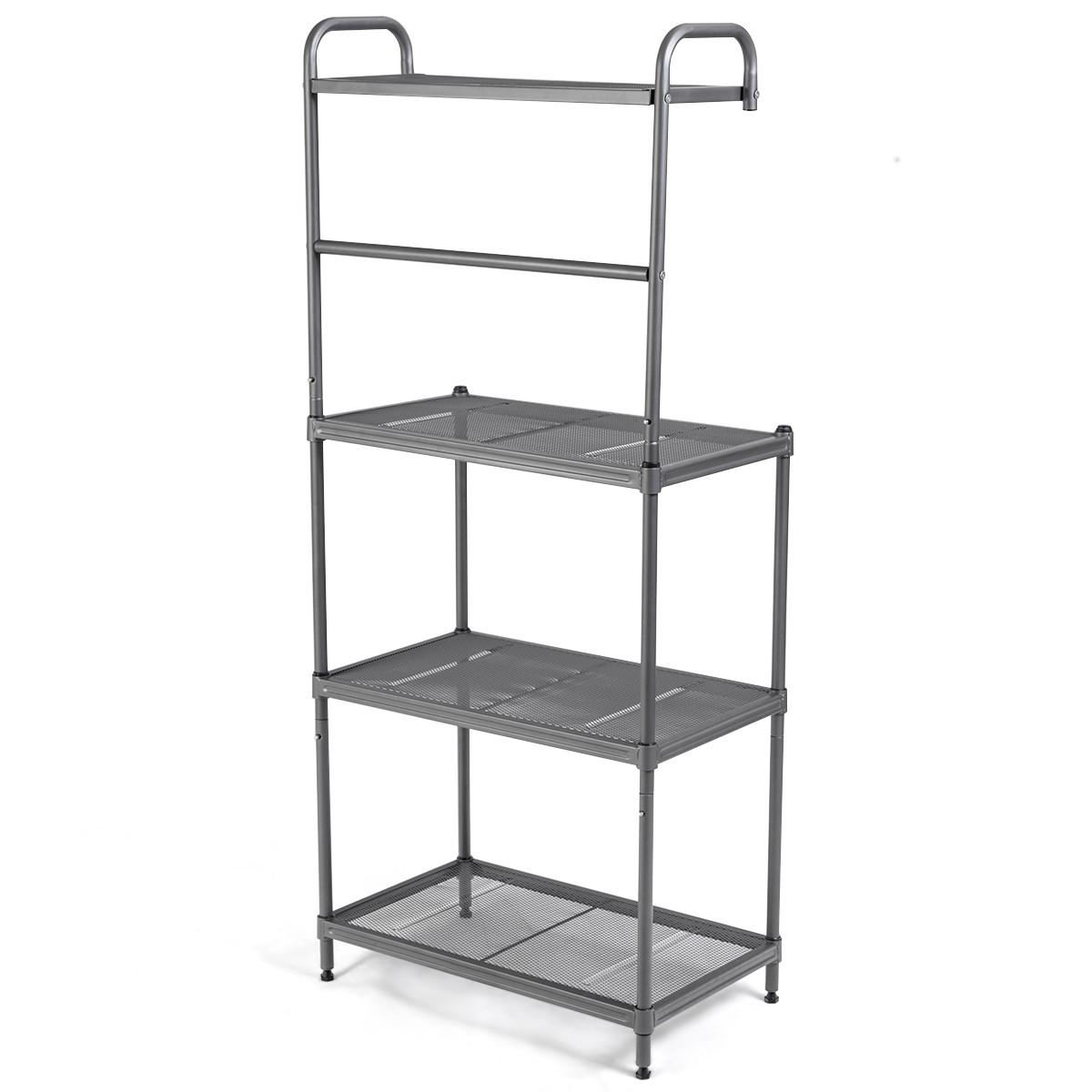 KÜCHENREGAL Mikrowellenregal Grau - Grau, Metall (59/136/34cm) - COSTWAY