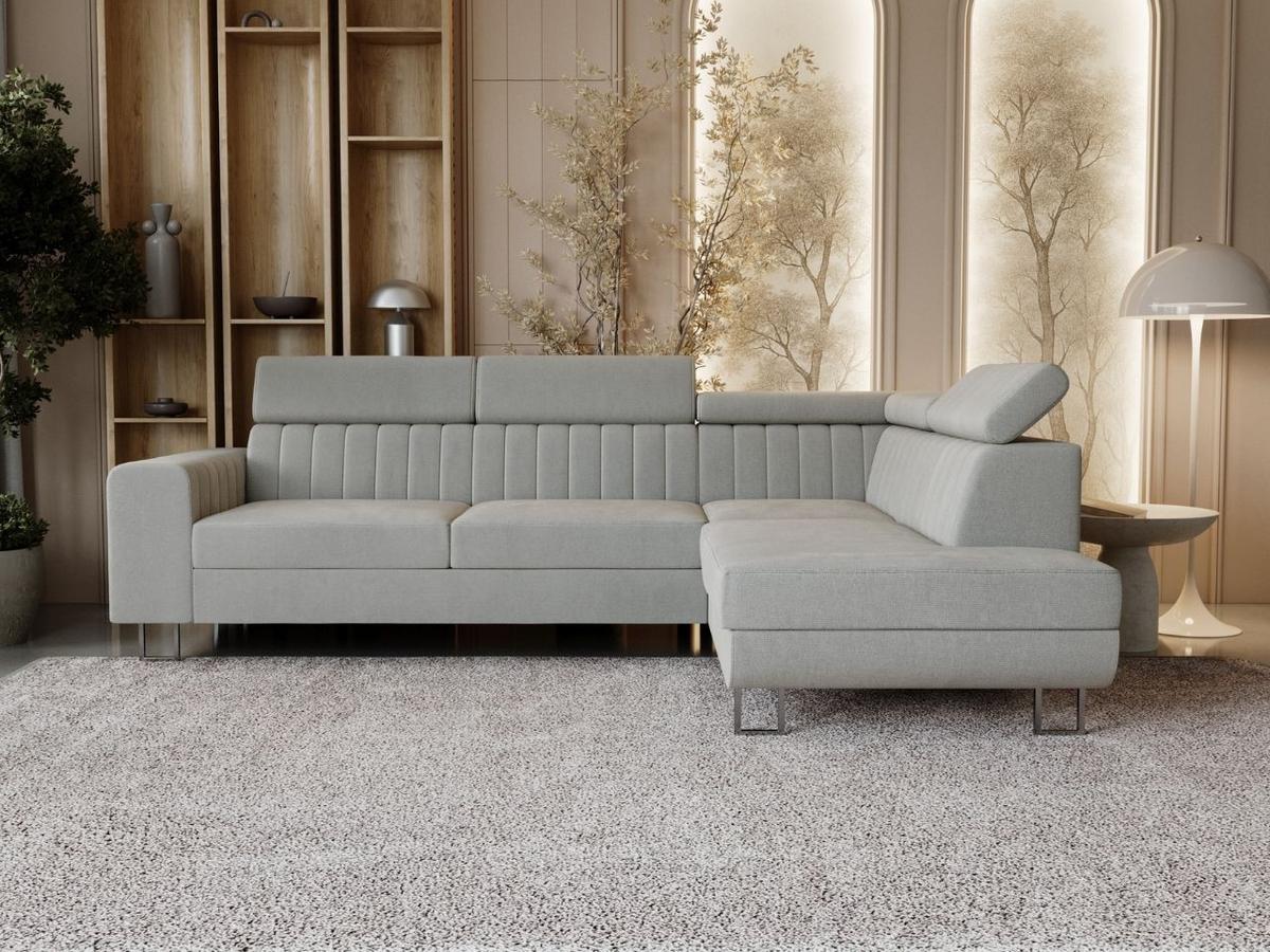 ECKSOFA Berona Grau Rechts - Grau, Holz/Textil (255/190cm) - Graingold
