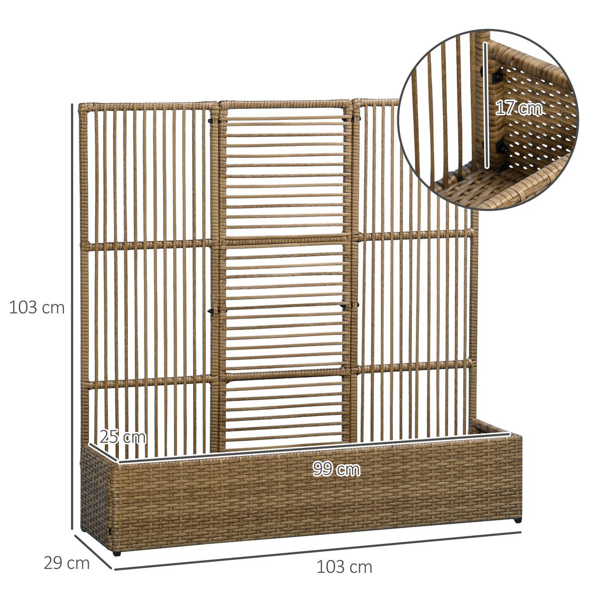 POLYRATTAN Hochbeet, Pflanzenkasten - Sandfarben, Metall (29/103/103cm) - Outsunny