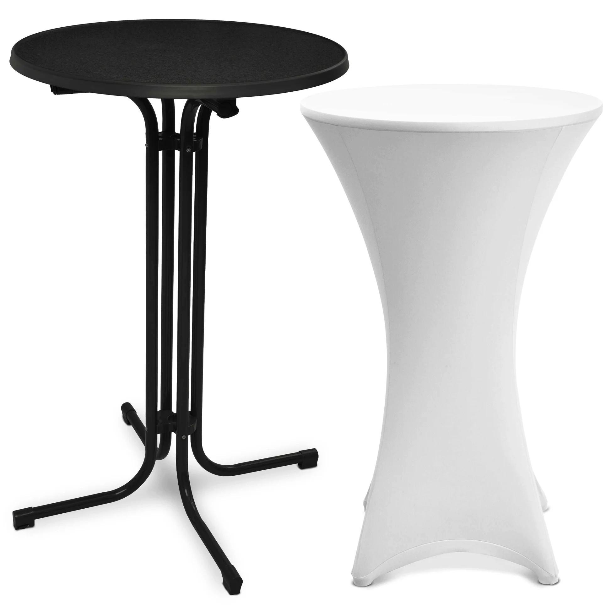 STEHTISCH Bellini Ø 70cm Schwarz mit Stella Stehtischhusse Ø 70cm Weiß - Schwarz/Weiß, Metall (70/70/110cm) - Beautissu 