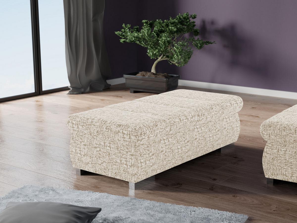 POLSTERHOCKER Bangkok Groß - Silberfarben/Naturfarben, Holz/Kunststoff (120/39/60cm) - MIRJAN24