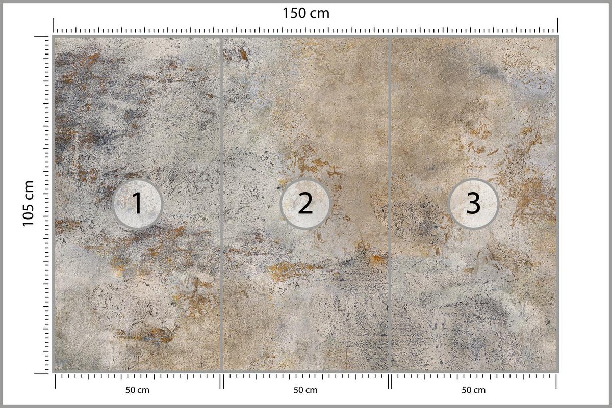 FOTOTAPETE für Wohnzimmer Grau Rost Beton Abstraktion 150x105 - Beige/Orange, Papier (150/105cm) - Muralo