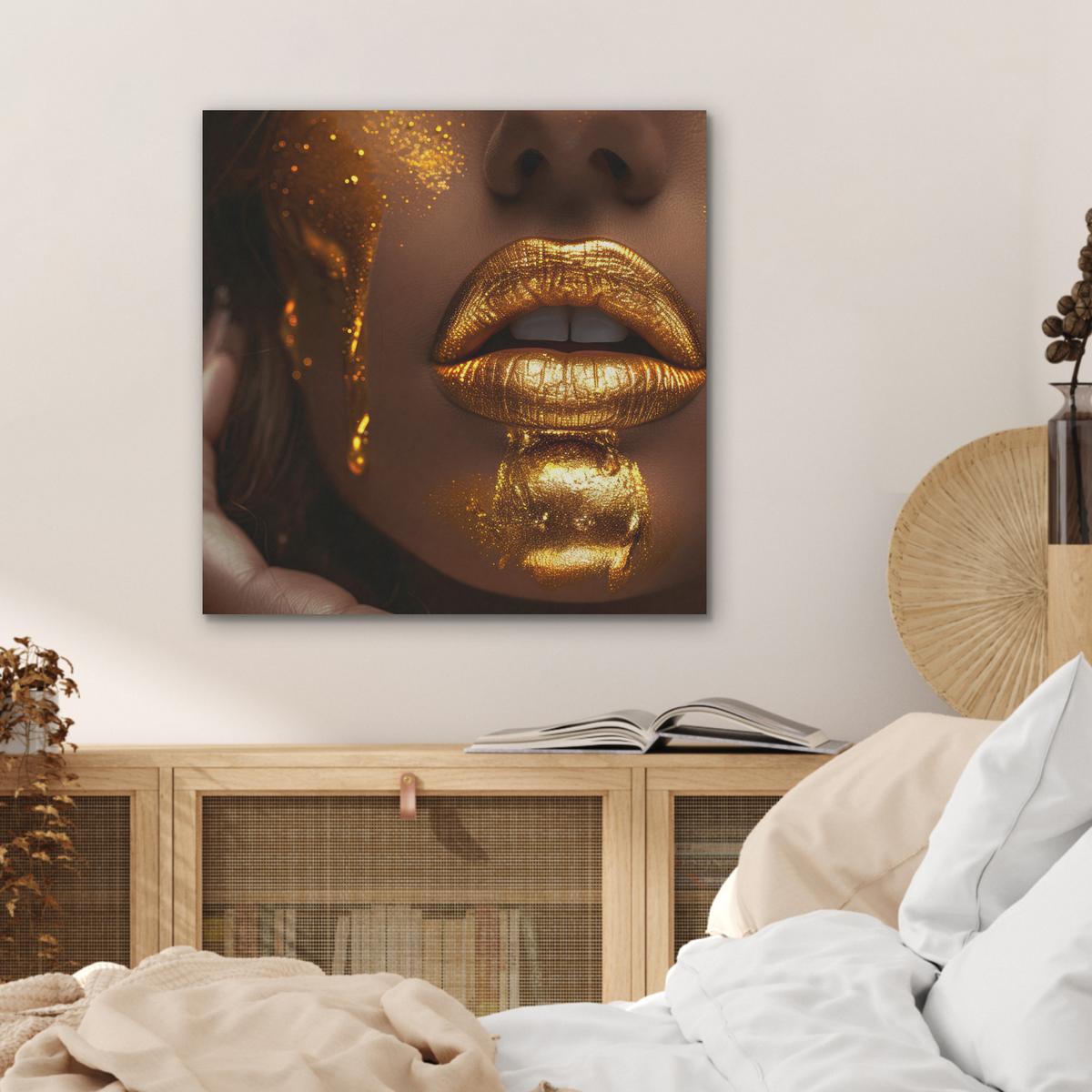 AKUSTIKBILD Frau - Gold - Luxus - Porträt Wandbilder 60x60 cm - Goldfarben, Kunststoff (60/60/0.9cm) - MuchoWow
