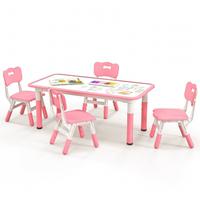 KINDERTISCH mit 4 Stühlen rosa(5-tlg) - Pink, Kunststoff (120/60/60cm) - COSTWAY