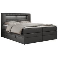 BOXSPRINGBETT GOLD-5 KING LED 180/200 Dunkelgrau Kunstleder - H3 - Dunkelgrau, Holz/Textil (180/200cm) - MKS
