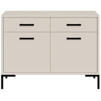 KOMMODE Selena mit 2 Türen und 2 Schubladen, Metallfüße, Selbstschließer, Kaschmir, 100 cm - Kaschmir/Schwarz, Holzwerkstoff/Metall (101/85/40cm) - Beautysofa