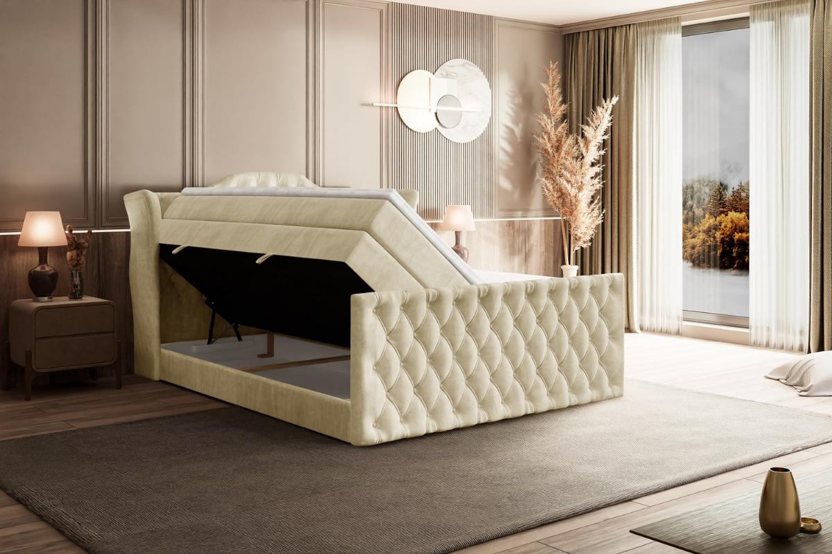 BOXSPRINGBETT VILA-Z KING - 180x200 - H3/H4 - Beige - Beige, Holzwerkstoff (180/200cm) - ALTDECOR