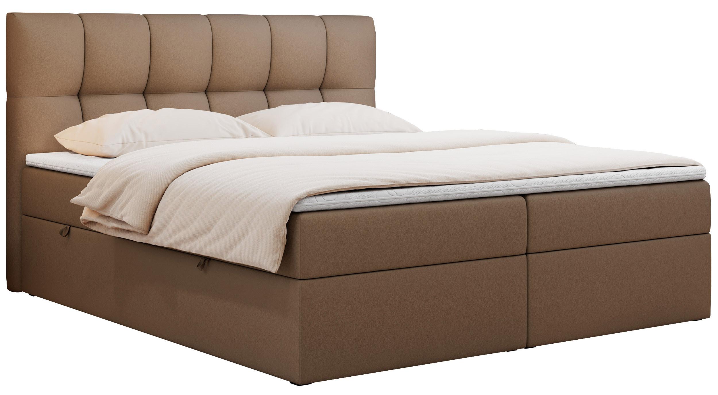 BOXBETT RICO 200/200 Braun Kunstleder - H4 - Braun, Holz/Textil (200/200cm) - MKS