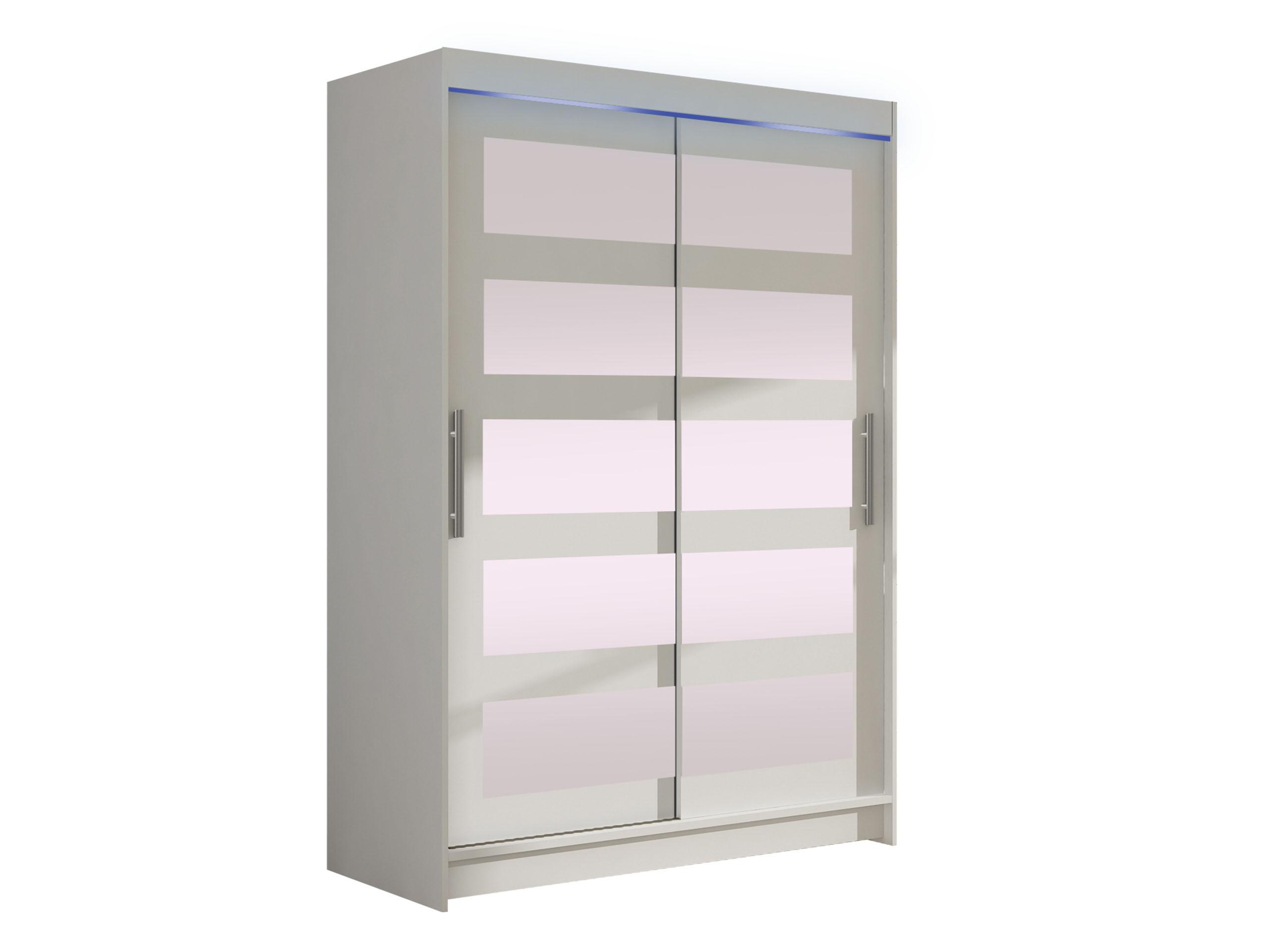 KLEIDERSCHRANK Miami IV, mit RGB LED Beleuchtung - Silberfarben/Weiß, Holzwerkstoff/Kunststoff (120/200/58cm) - MIRJAN24