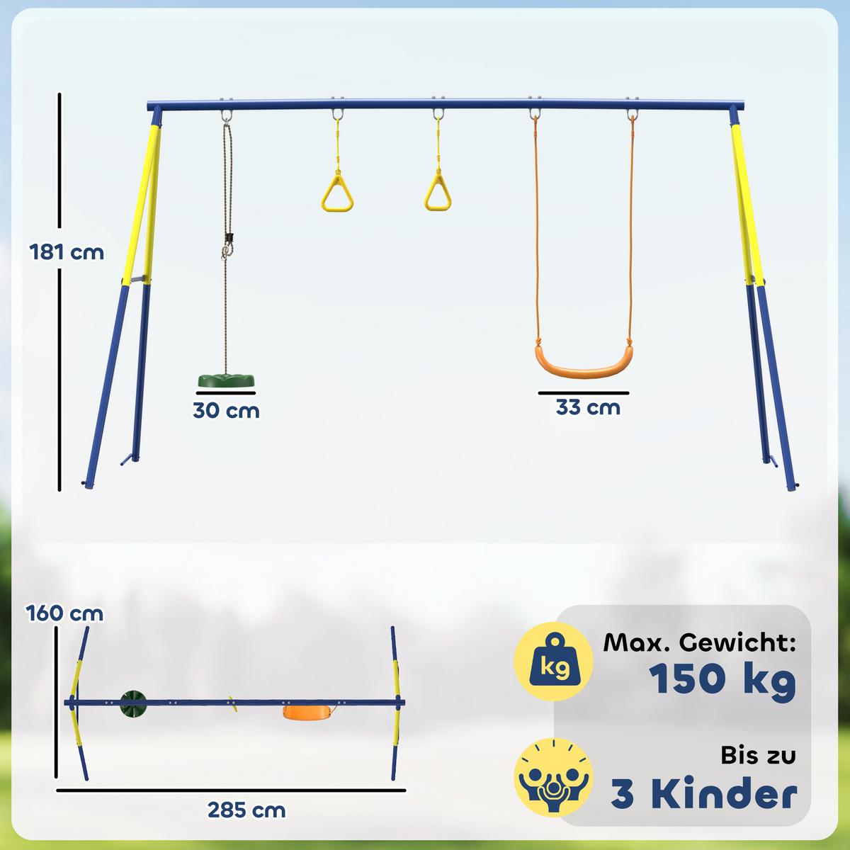 SCHAUKELGESTELL Stahl Mehrfarbig - Blau, Metall (160/285cm) - AIYAPLAY