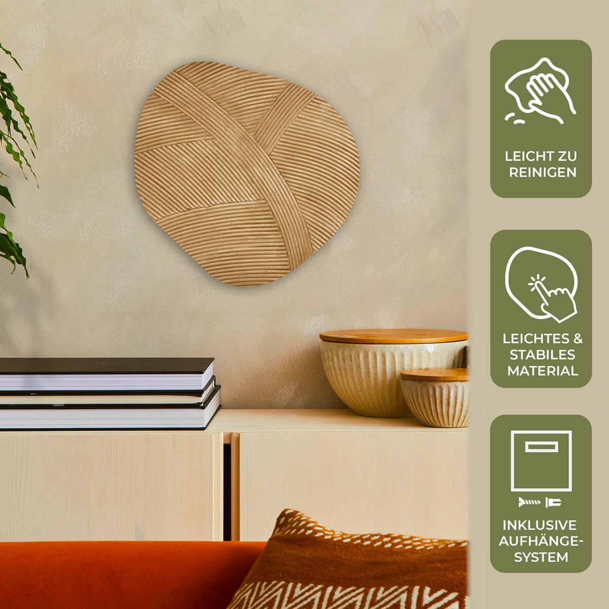 WANDBILD Struktur - Natur - Kunst - Rattan Wanddeko 40x40 cm - Naturfarben, Kunststoff (40/40cm) - MuchoWow