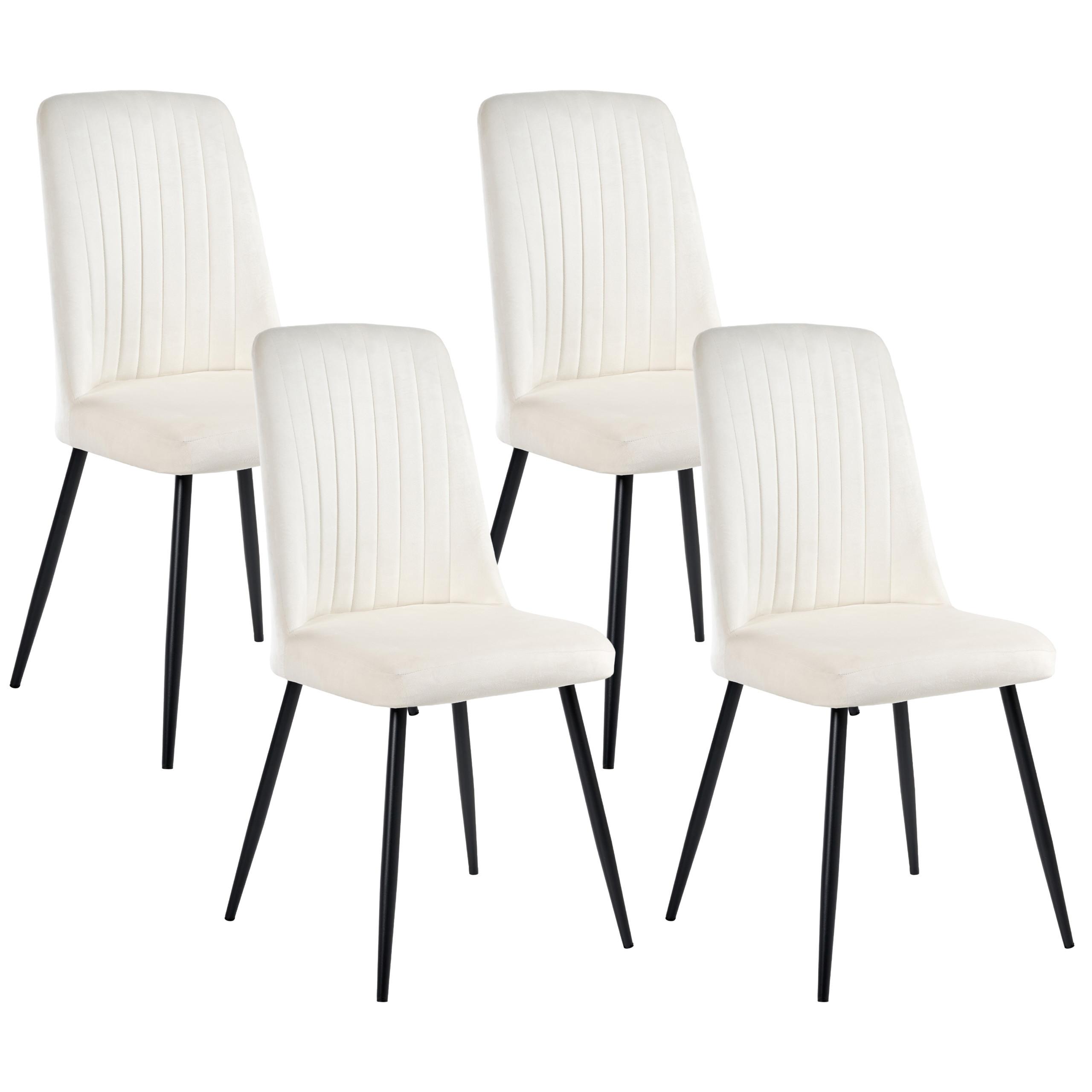 ESSZIMMERSTUHL 4er-Set Cremeweiß Kirby - Schwarz/Weiß, Textil (47/91/49cm) - Beliani