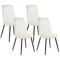 ESSZIMMERSTUHL 4er-Set Cremeweiß Kirby - Schwarz/Weiß, Textil (47/91/49cm) - Beliani