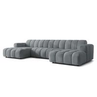 WOHNLANDSCHAFT AENIS Grau Strukturstoff - Grau, Holz (398/85/165cm) - MASSENO