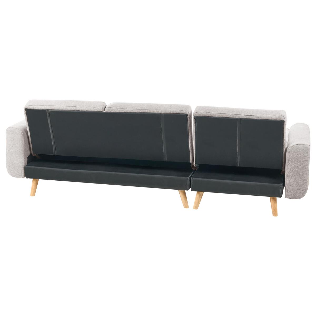 ECKSCHLAFSOFA 3-Sitzer Stoff Grau linksseitig Kaarina - Hellbraun, Textil (260/152cm) - Beliani