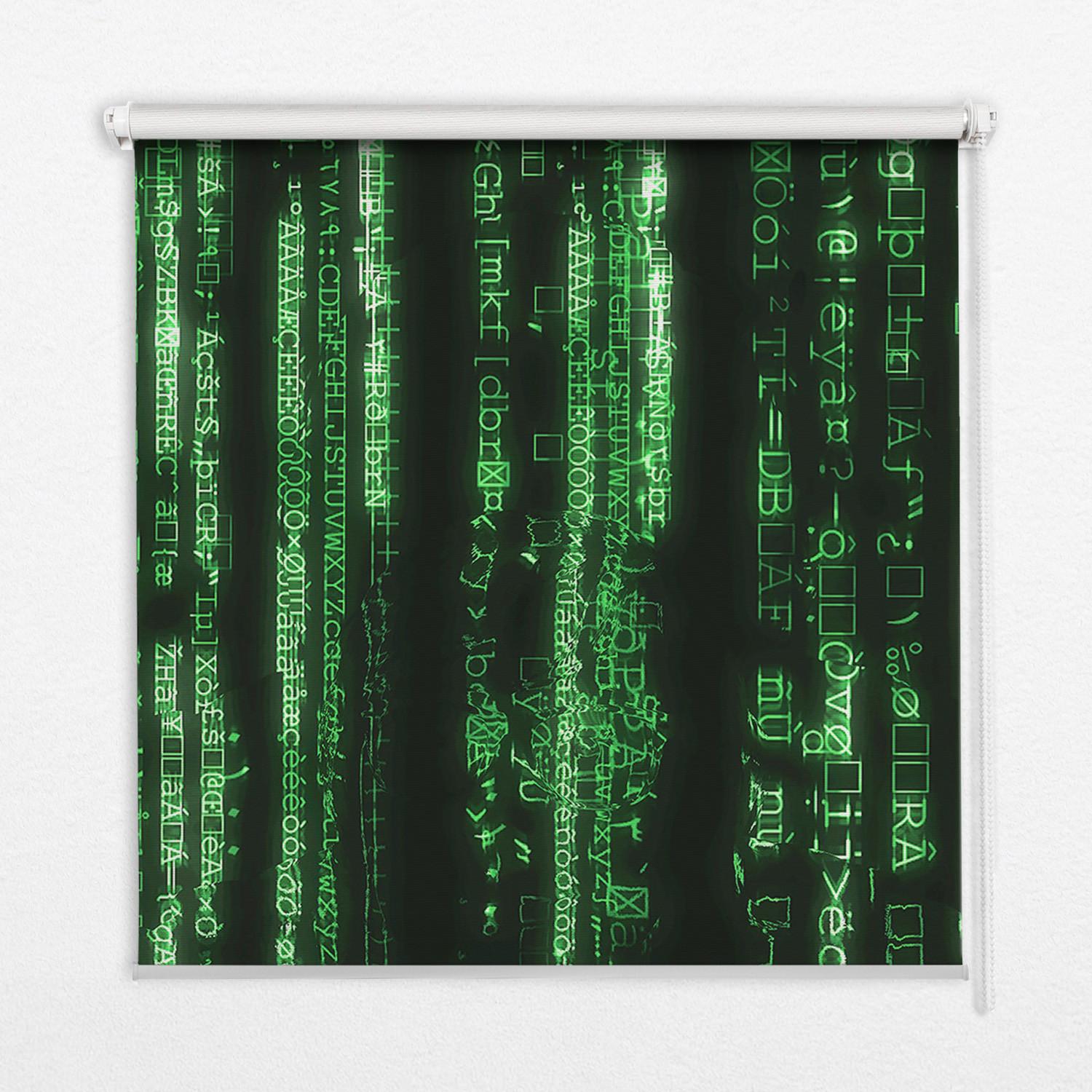 INNENROLLO - Fensterrollo - Rollo - 100x140 cm - Grüne Chiffren - Grün, Kunststoff (100/140/0.5cm) - TULUP