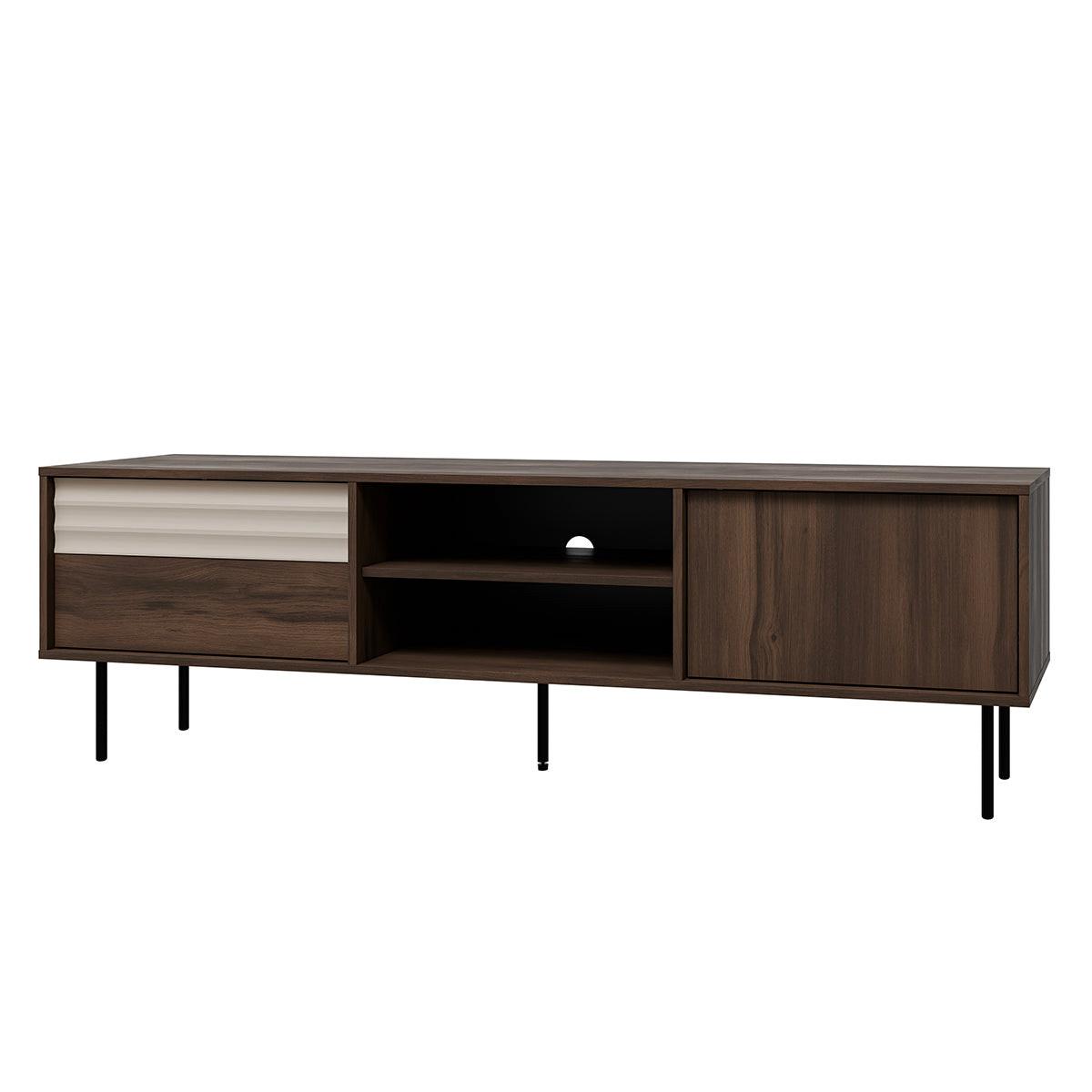 TV-MÖBEL Astra Dunkles Holz und Kaschmir - Beige, Holzwerkstoff (180/55/40cm) - Petits-meubles