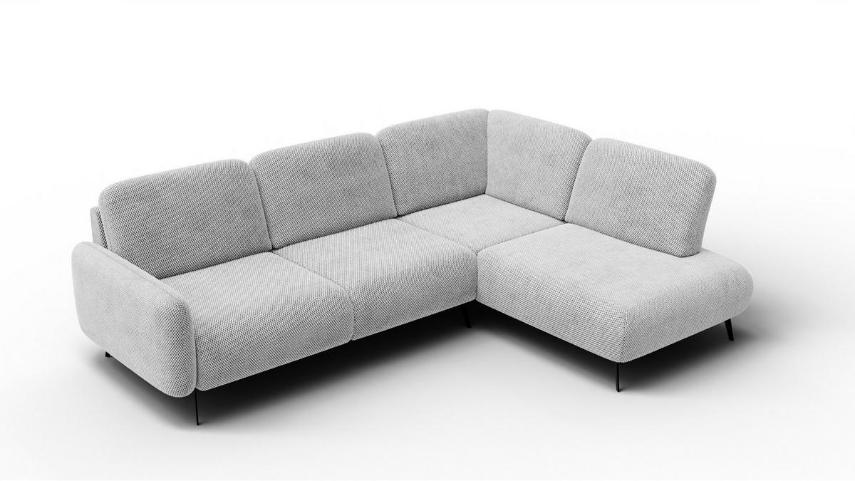 ECKSOFA FEBE 5-Sitzer rechts, hellgrau - Hellgrau/Schwarz, Holz/Textil (271/190cm) - Wozimo
