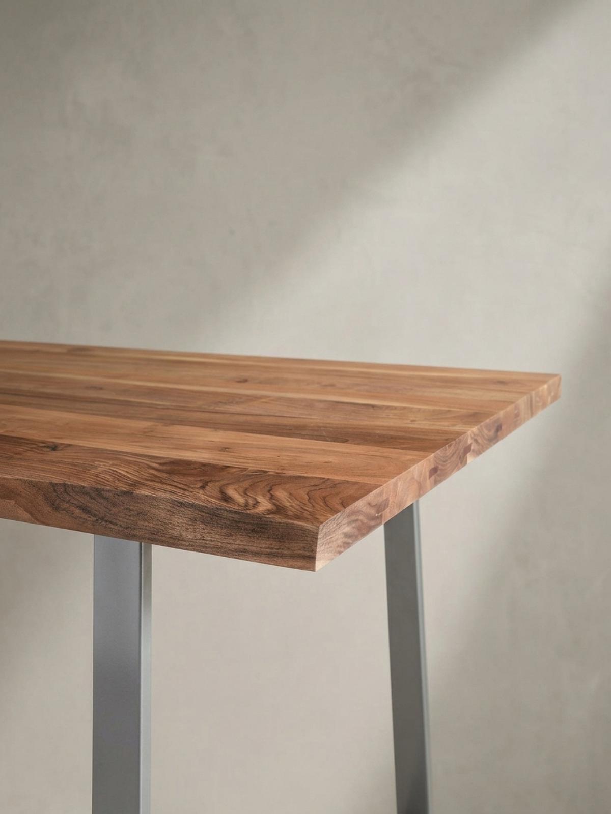 ESSTISCH Massivholz Baumkante Metallgestell Handgefertigt TARN, Goldbraun-Chrom 180x90x76 cm - Chromfarben/Braun, Holz/Metall (90/180/76cm) - KADIMA DESIGN