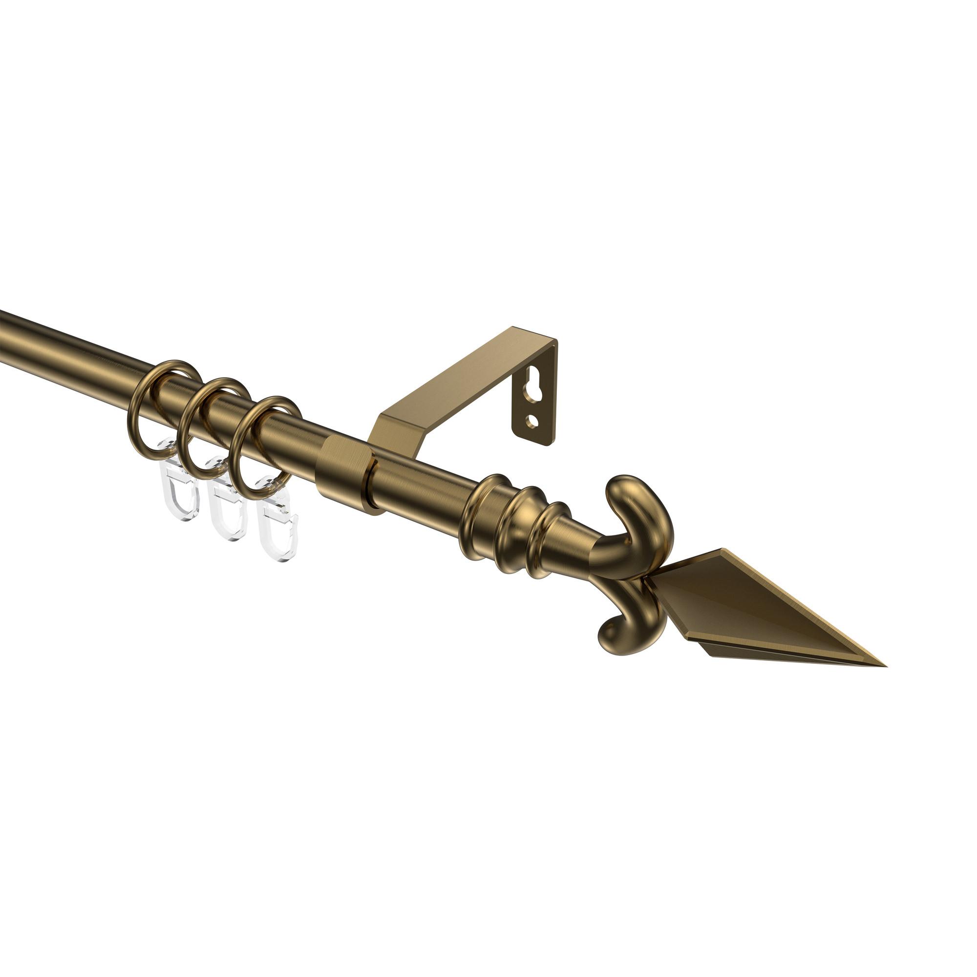 GARDINENSTANGE Olymp Matteo 260 cm (geteilt in 2 x 130 cm), 1-läufig, 16 mm Ø Messing Antik - Messingfarben/Bronzefarben, Metall (260cm) - INTERDECO