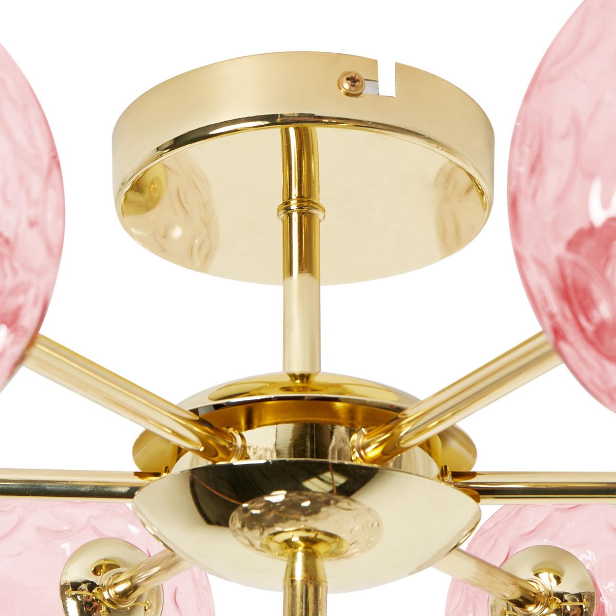 DECKENLAMPE Glas Rosa Anadyr - Dunkelbraun, Glas (52/52/28cm) - Beliani