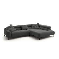 ECKSOFA DELIA Grau Cord - Schwarz/Grau, Textil/Metall (276/219cm) - KAWOLA