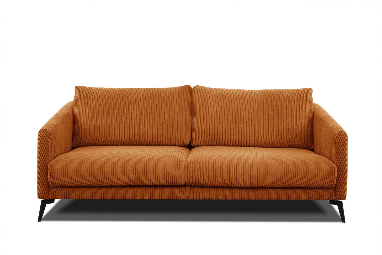 SOFA VILT 3-Sitzer, orange - Schwarz/Orange, Holzwerkstoff/Textil (202/89/94cm) - Wozimo