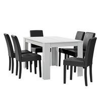 TISCHGRUPPE Forssa - Dunkelgrau/Weiß, Holz/Holzwerkstoff (140/77/90cm) - [en.casa]
