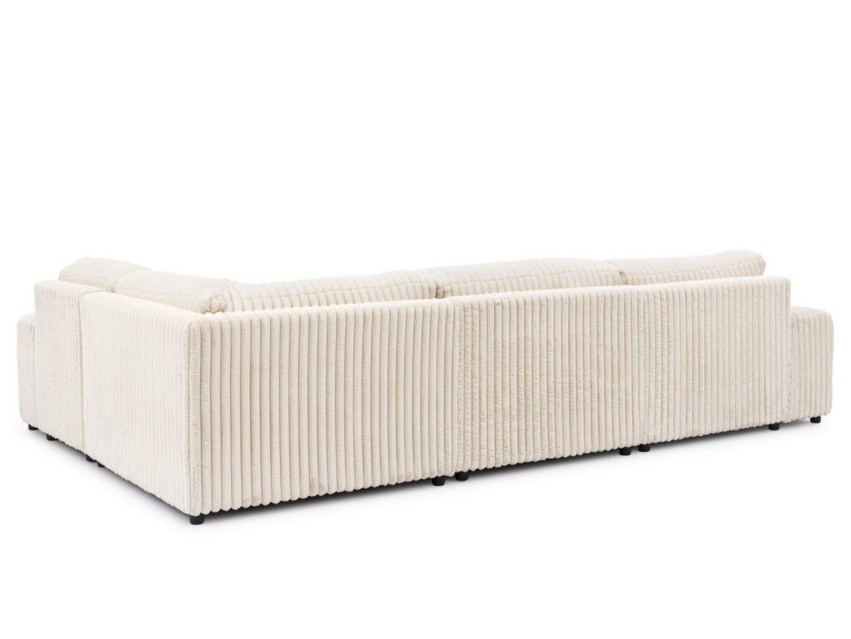WOHNLANDSCHAFT Mollis Hellbeige Plüschcord im XXL-Format - Ottomane Links - Beige/Schwarz, Holz/Kunststoff (316/77/194cm) - S-Style Möbel