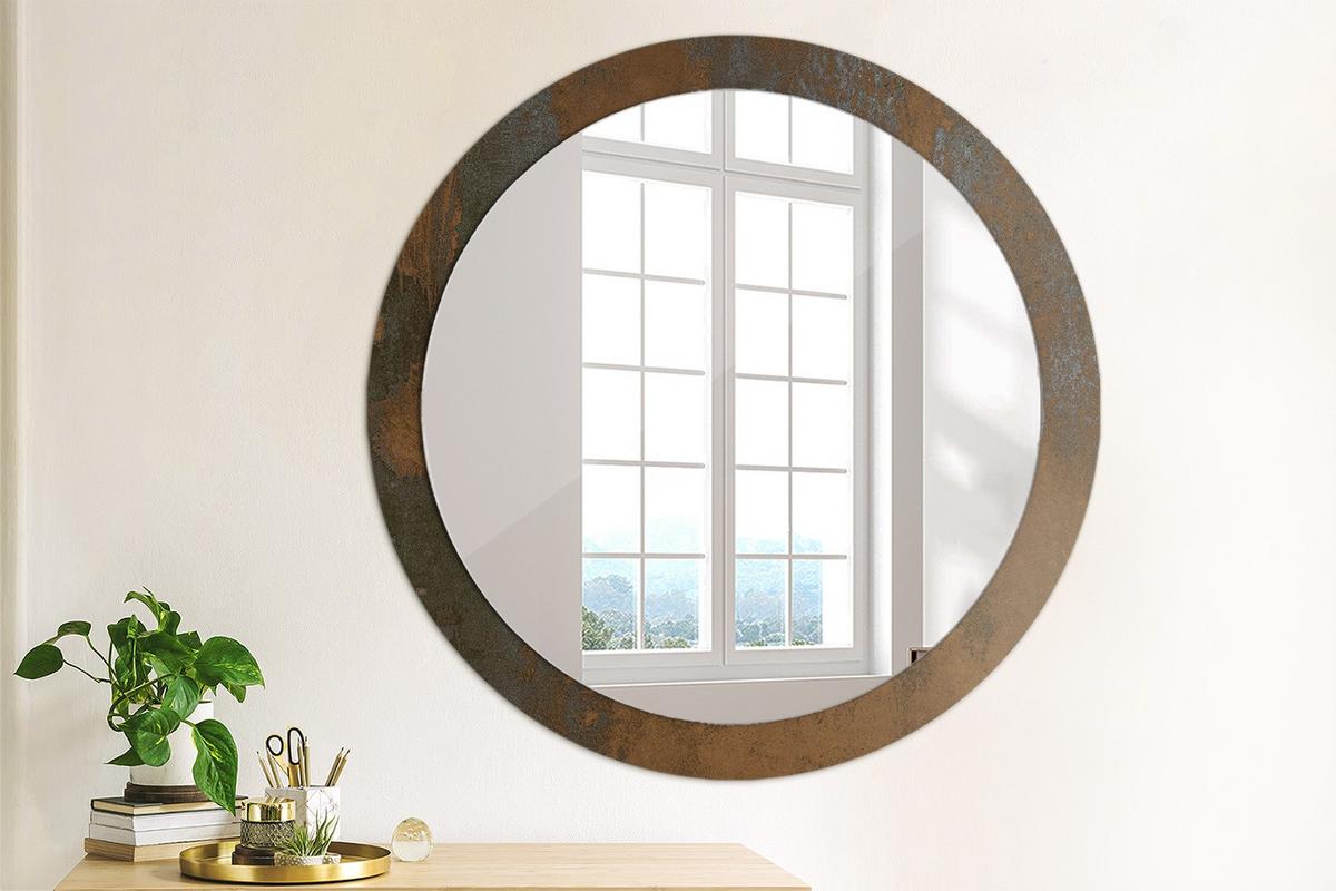 SPIEGEL Ø90 cm Rund mit Aufdruck - Braun, Glas (90/90/0.4cm) - TULUP