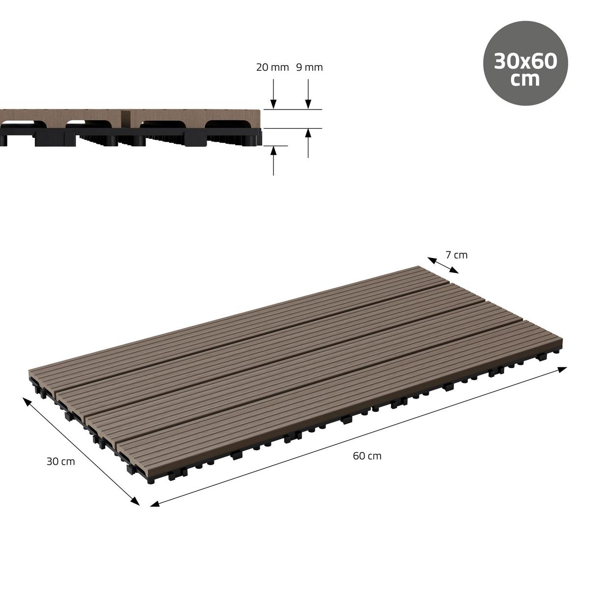 BODENPLATTE 3er Set - Dunkelbraun, Holzwerkstoff (60/30/2cm) - ECD-Germany