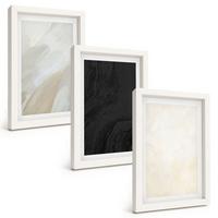 BILDER SET 3er Set - 20x30 cm Weißer Rahmen - Strukturen schattieren Minimalismus - Weiß, Kunststoff (20/30cm) - TULUP