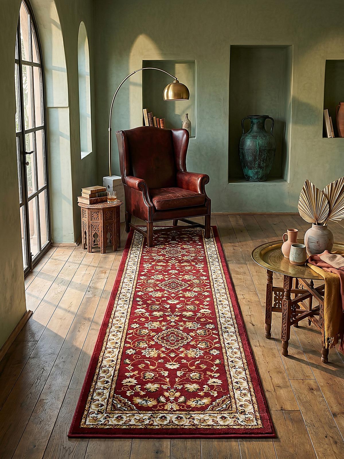 TEPPICH GLAZERT, klassisch-floral, Rot, 66 x 300 cm - Rot, Textil (300/66cm) - KADIMA DESIGN