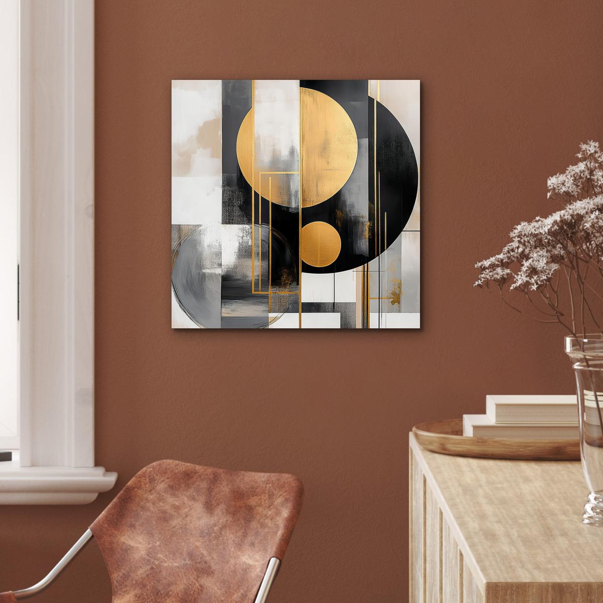 METALLBILD Abstrakt - Gold - Silber - Formen - Ästhetisch - Modern 50x50 cm - Goldfarben, Metall (50/50cm) - MuchoWow