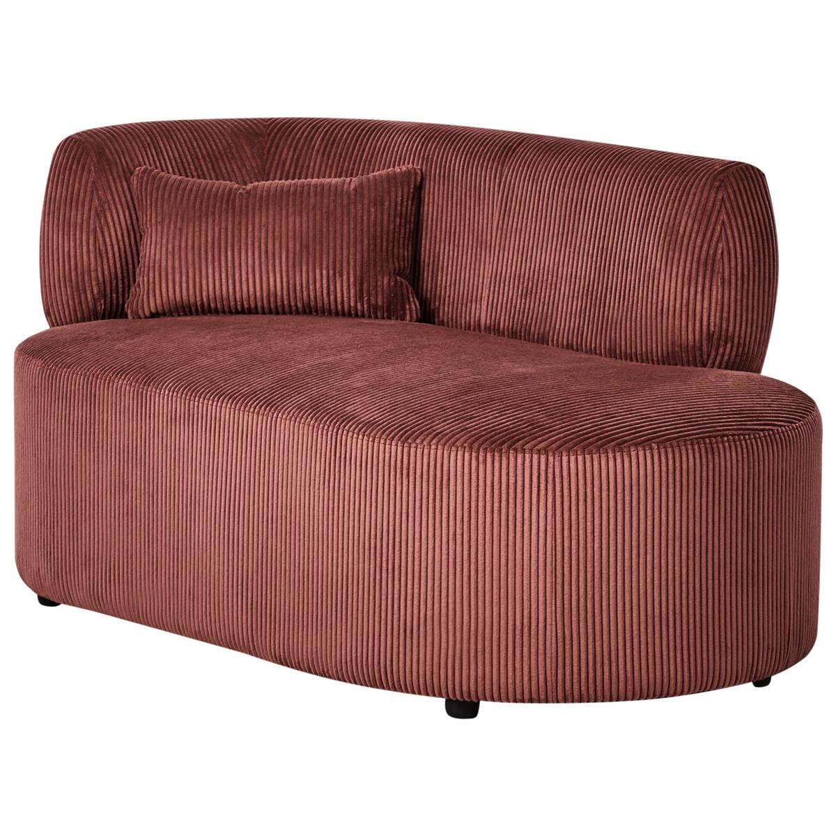 CHAISELONGUE-LINKSSEITIGE Cord Rot Vanvey - Rot/Schwarz, Textil (147/73/78cm) - Beliani