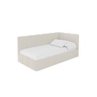 EINZELBETT Jugendbett mit Bettkasten Links, ohne Matratze - LIVY 90x200 Beige - Hellbraun, Holzwerkstoff/Textil (90/200cm) - ALTDECOR
