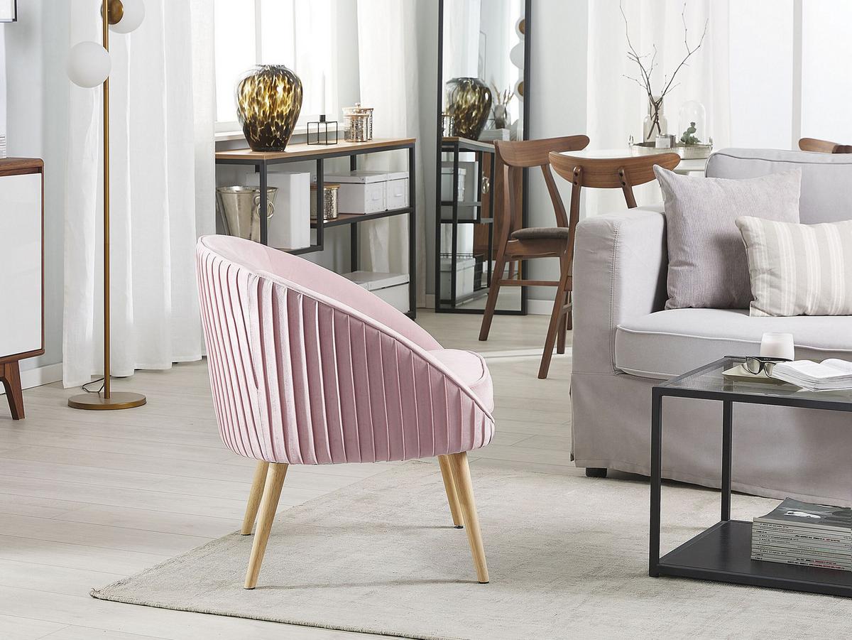 SESSEL Samtstoff Rosa Tromso - Pink, Holz/Textil (73/73/54cm) - Beliani